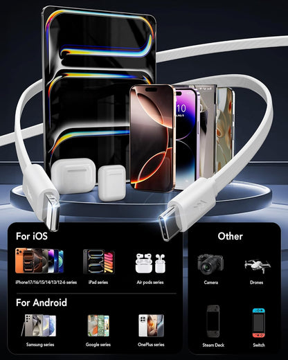 Retractable Cable Wall Charger with 4-Device Output