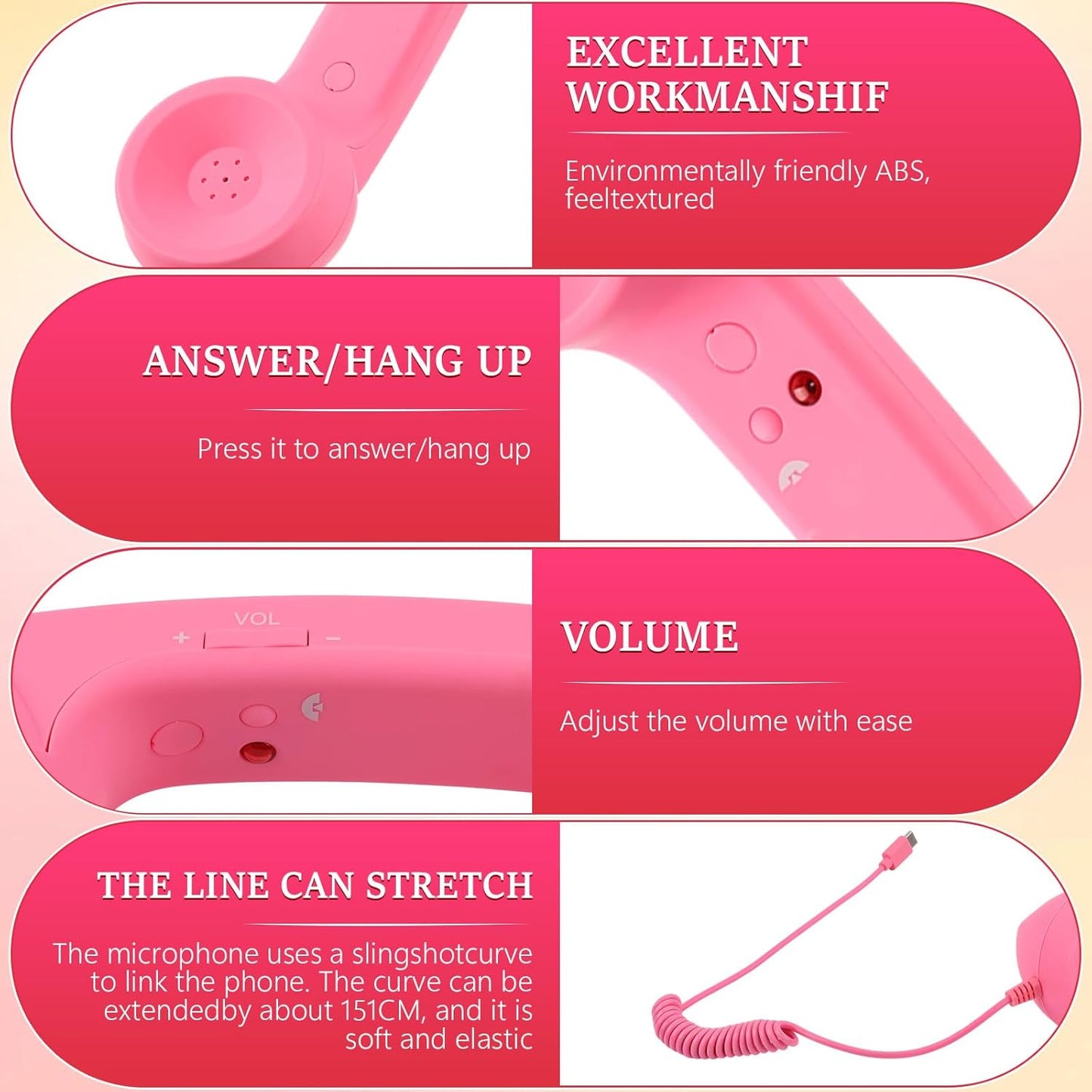 Retro Phone Handset,2026 New Retro Style Type-C Phone Handset