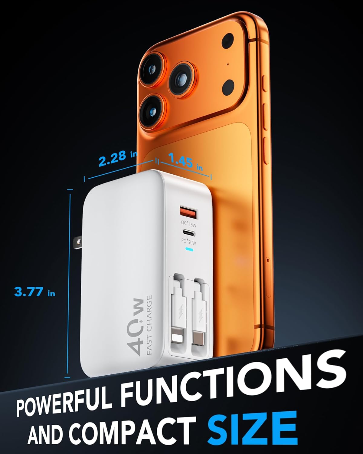 Retractable Cable Wall Charger with 4-Device Output