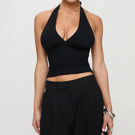 "American Street Style U-Neck Cross-Back Slim Fit Vest Top"